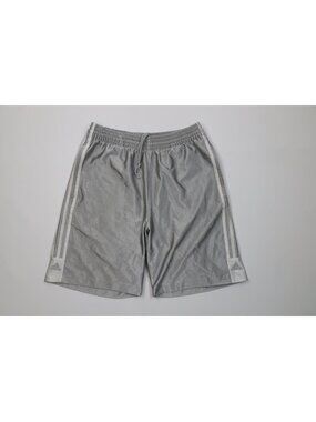 Vintage Y2K 2005 Adidas Mens Small Silky Dazzle Basketball Shorts Silver Striped